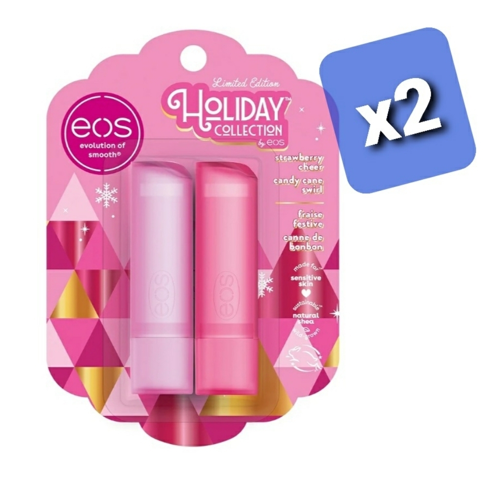 EOS Holiday Collection Lip Balm 2pk Strawberry and Candy Cane